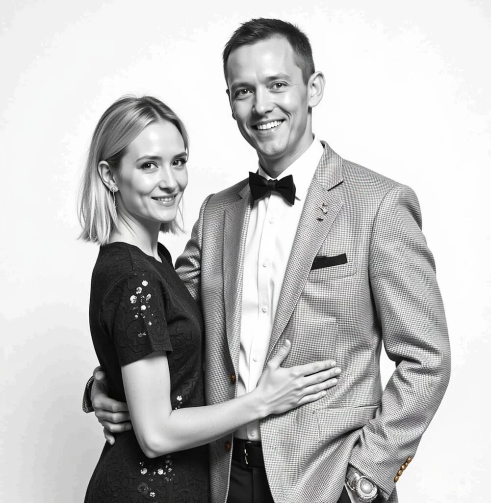Black and white portrait of a couple at a formal gala event — Monochrome Memories